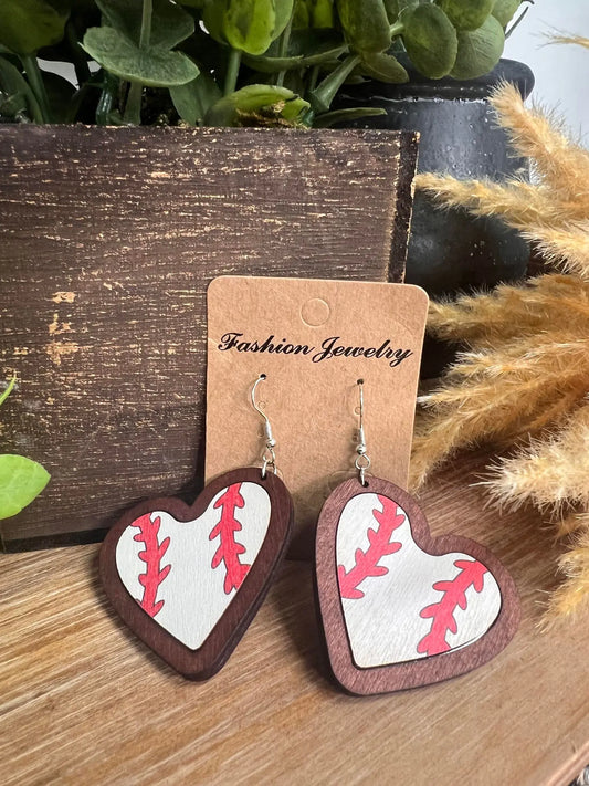 Baseball Heart Earrings