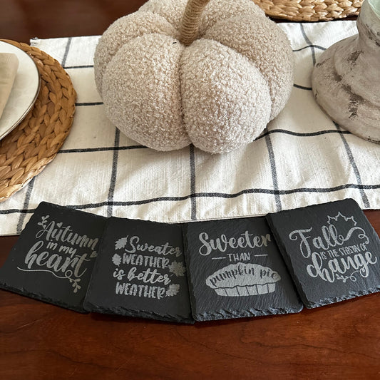 Fall theme slate coaster set