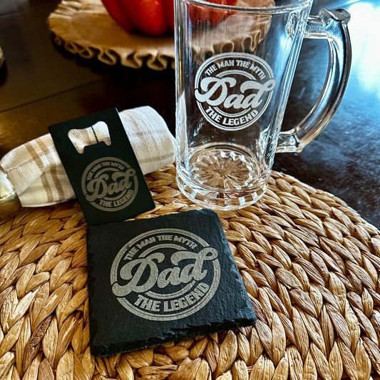 Mug, Coaster, and Bottle Opener Set for Dad